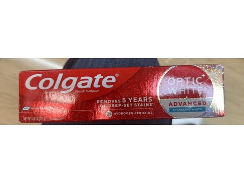 Colgate Optic White Advanced 2% Hydrogen Peroxide Toothpaste, Sparkling White, 4.5 oz/127 g