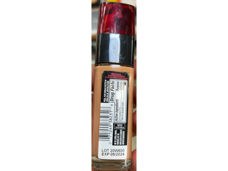L’OrEal Paris Infallible 24H Fresh Wear Foundation, 500 Honey Bisque, SPF 25, 1.0 fl oz/30 mL