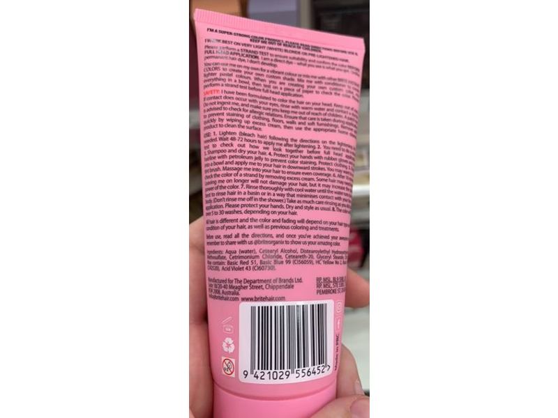 Brite Moisturizing Semi Permanent Instant Color, Pastel Pink, 3.38 fl oz/100 mL