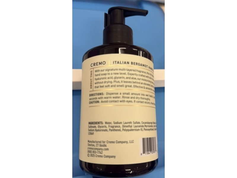 Cremo Bright & Fresh Moisturizing Hand Soap, Italian Bergamot, 12 fl oz/354 mL