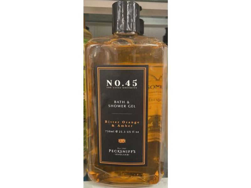 Pecksniff's No. 45 Bath & Shower Gel, Bitter Orange & Amber, 25.3 fl oz/750 mL