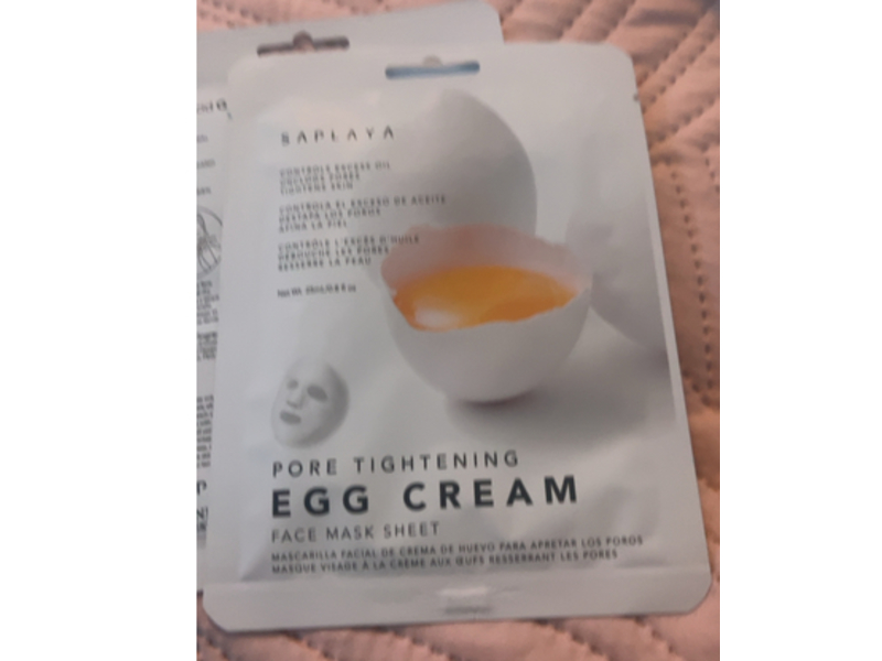 Saplaya Pore Tightening Face Sheet Mask, Egg Cream, 0.8 fl oz/25 mL
