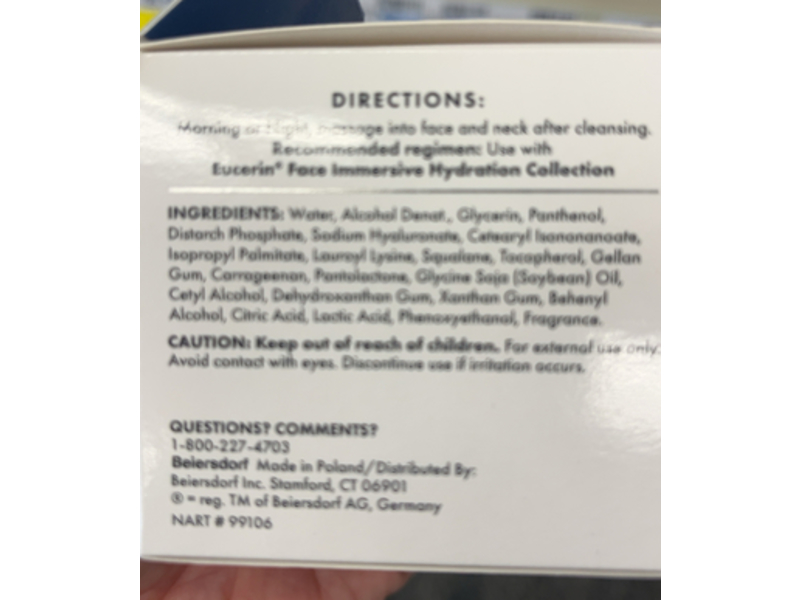 Eucerin Face Immersive Hydration Gel-Cream, 1.7 oz/48 g
