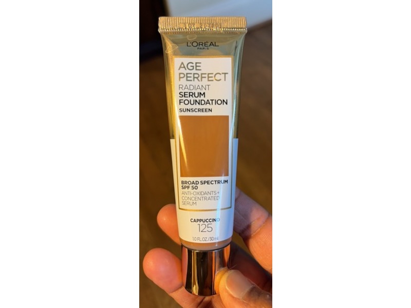 L'Oreal Paris Age Perfect Radiant Serum Sunscreen Foundation, SPF 50, 125 Cappuccino, 1 fl oz/30 mL