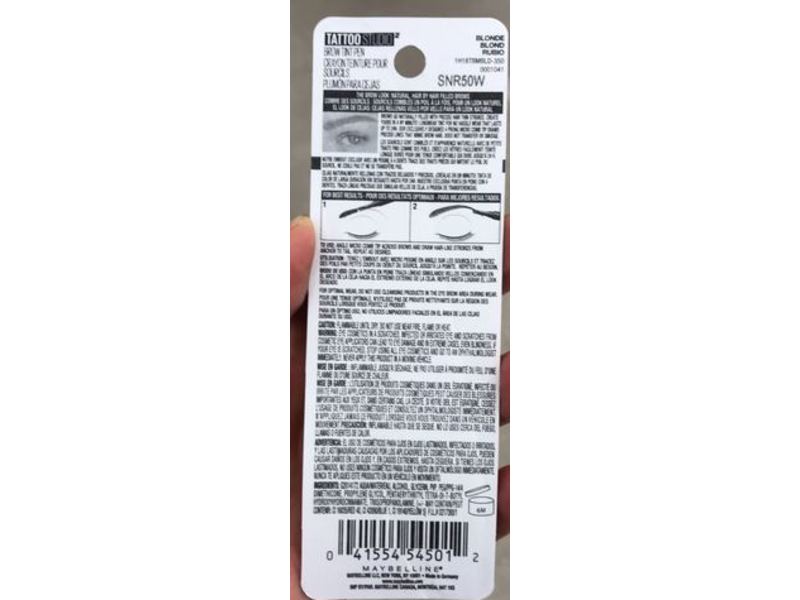 Maybelline New York Tattoo Studio Brow Tint Pen, 350 Blonde, 0.037 fl oz//1.1 mL