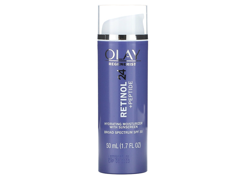 Olay Hydrating Moisturizing Sunscreen, Retinol 24 + Peptide, SPF 30, 1.7 fl oz/50 mL