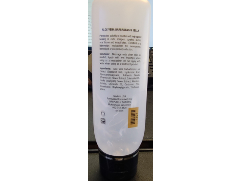 L'bri Aloe Vera Barbadensis Jelly Gel, 4 fl oz/118 mL