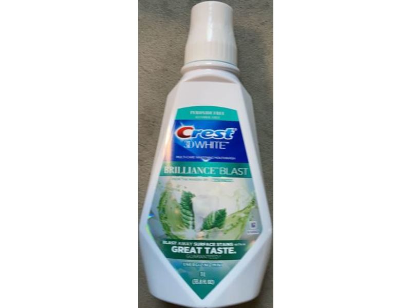 Crest 3D White Brilliance Blast Mouthwash, Energizing Mint, 33.8 fl oz/1 L