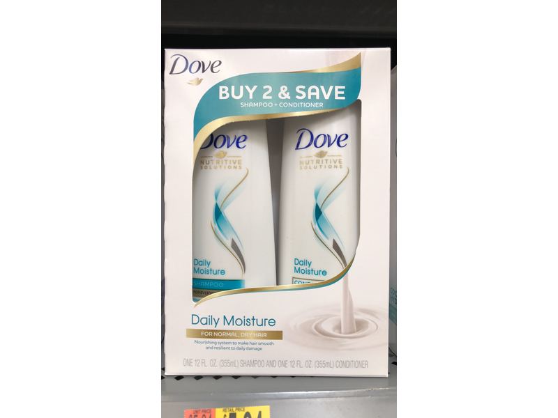 Dove Daily Moisture Shampoo & Conditioner, 12 fl oz/355 mL