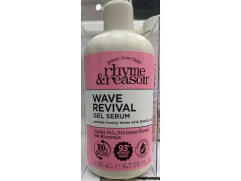 Rhyme & Reason Wave Revival Hair Gel Serum, Jojoba Oil, Hibiscus Flower, 6.7 fl oz/200 mL