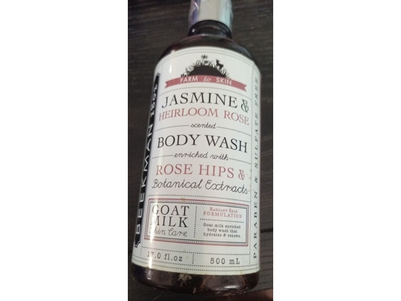 Beekman 1802 Farm To Skin Body Wash, Jasmine & Heirloom Rose, 17.0 fl oz/500 mL