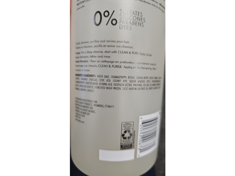 Nexxus Clean & Pure Shampoo, Elastin Protein & Marine Minerals, 33.8 fl oz/1 L