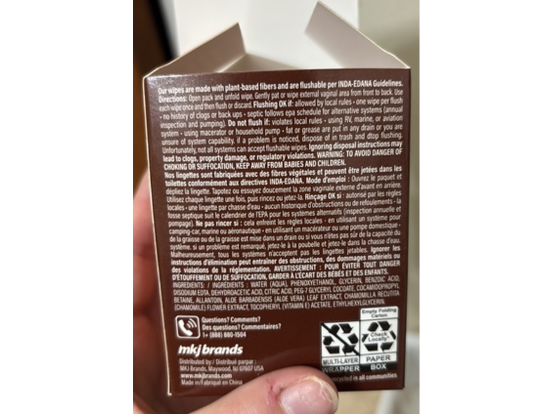 Mjk Brands Just For Her Flushable Cleansing Wipes, Coconut Water, 12 Count