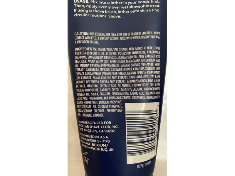 Dollar Shave Club Shave Cream, 6 fl oz/177 mL