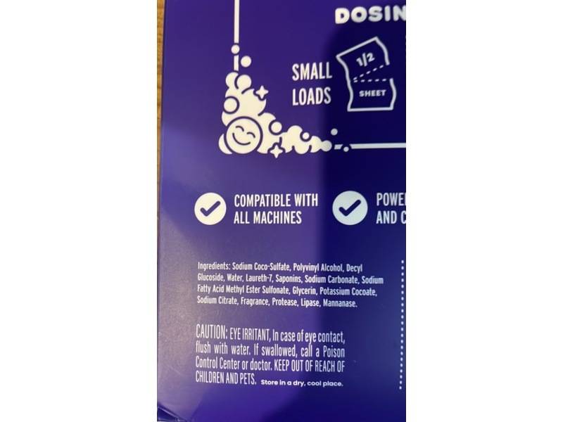 The Wash'd Clean Company Laundry Detergent Sheets, Fragrance Free, 20 Sheets