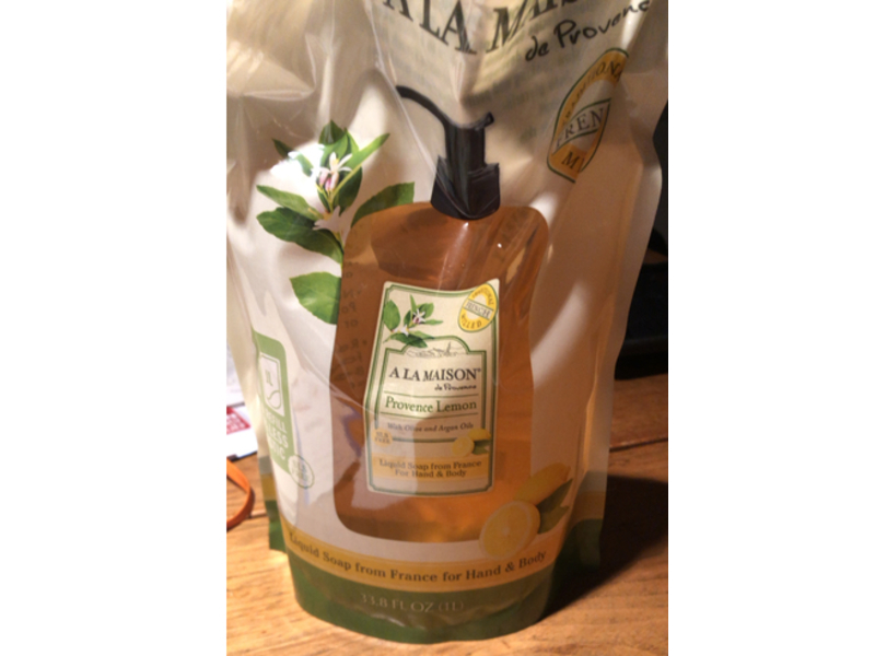 A La Maison De Provence Olive & Argan Oils Hand & Body Liquid Soap, Provence Lemon, 33.8 fl oz/1 L