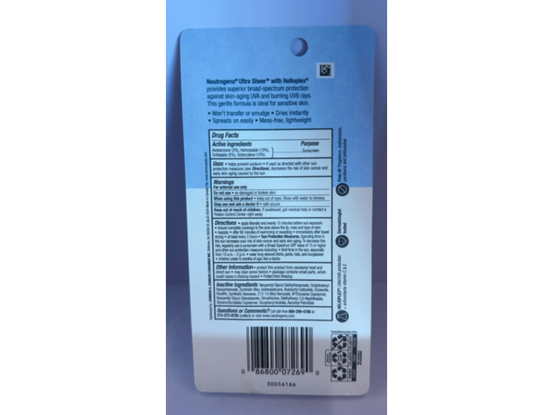 Neutrogena Ultra Sheer Face Sunscreen Stick, SPF 60, 0.47 oz/13 g