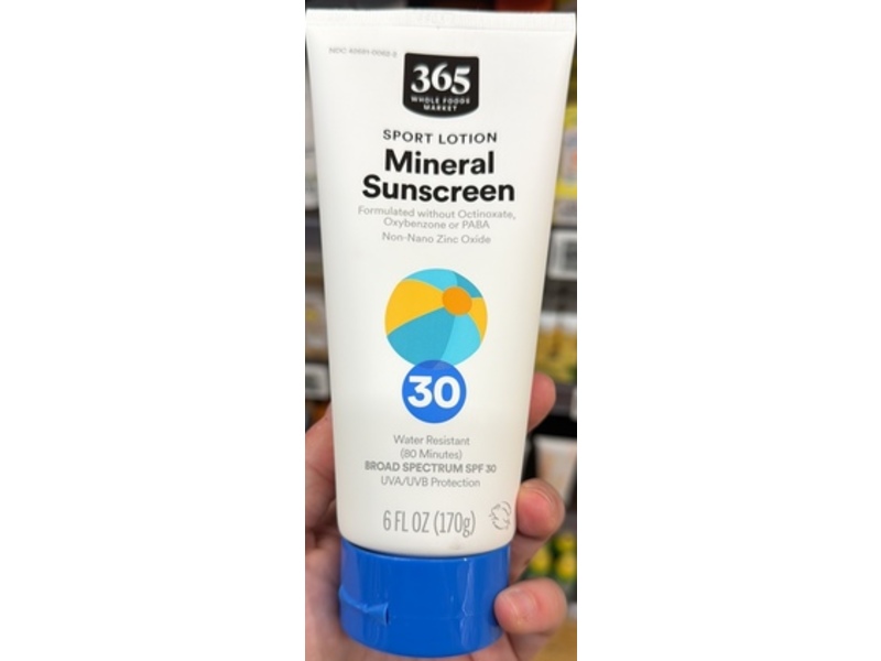 365 Whole Foods Market Sport Lotion Mineral Sunscreen, SPF 30, 6 fl oz/170 g