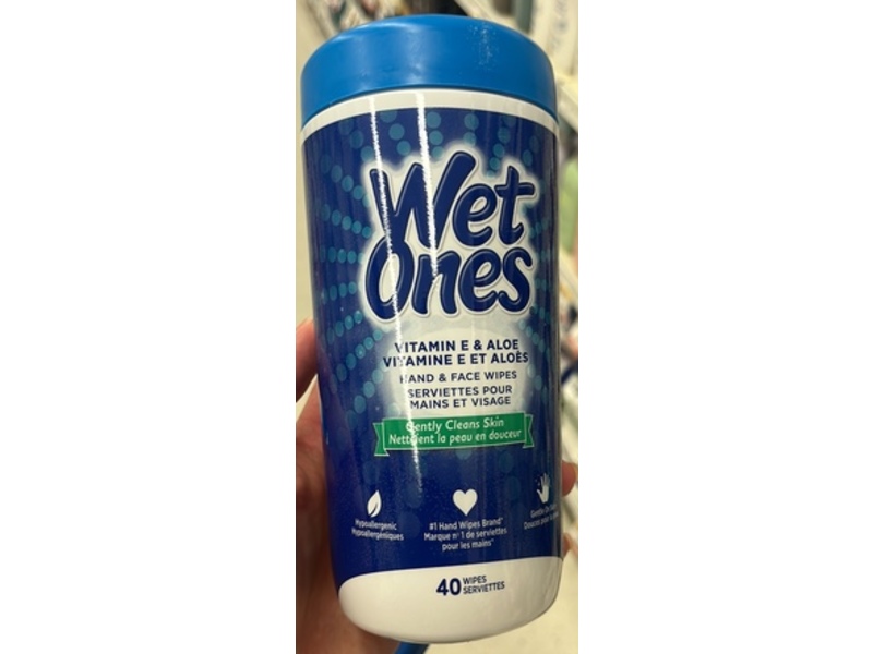Wet Ones Hand & Face Wipes, Vitamin E + Aloe, 40 Count