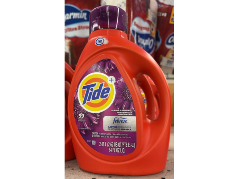 Tide Plus Febreze Freshness HE Turbo Clean Liquid Laundry Detergent, Spring & Renewal Scent, 59 Loads, 84 fl oz/2.48 L