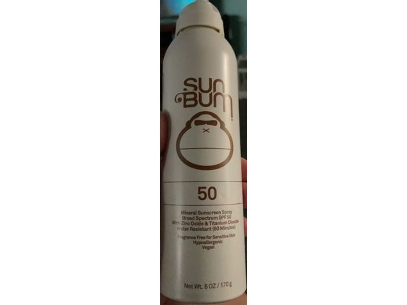 Sun Bum Mineral Sunscreen Spray, Zinc Oxide, SPF 50, 6 oz/170 g