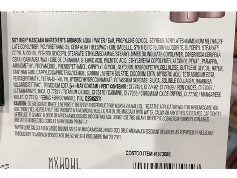 Maybelline New York Sky High Mascara, Blackest Black, 0.24 fl oz/7.2 mL, Pack Of 3