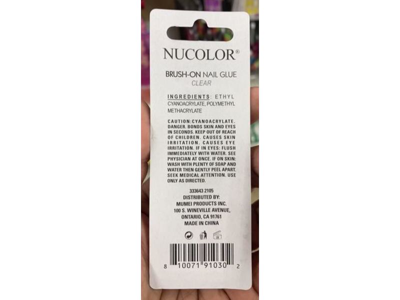 NuColor Brush-On Nail Glue, Clear, 0.18 fl oz/5 g