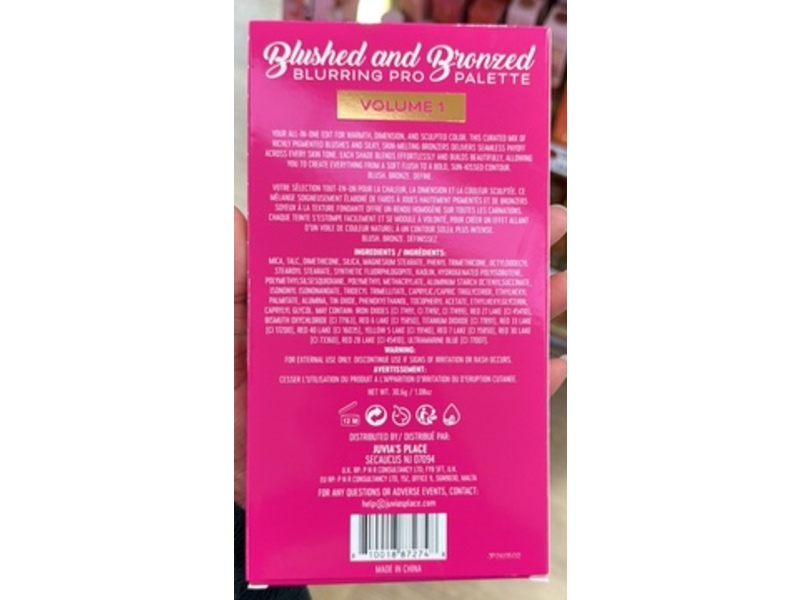 Juvia’s Place Blushed & Bronzed Blurring Pro Palette, Volume 1, 1.08 oz/30.5 g