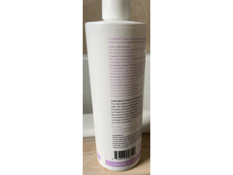 Purezero Clean Beauty Cleansing Body Wash, Lavender & Vitamin E, 20 fl oz/591 mL, Pack Of 2