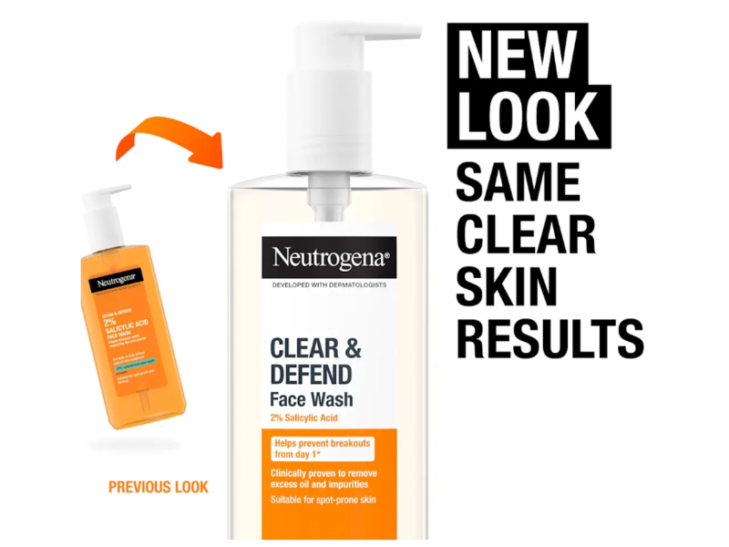 Neutrogena Clear & Defend Facial Wash, 2% Salicylic Acid, 200 mL