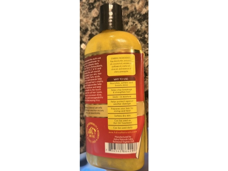 Adiva Naturals Leave-In Conditioner, Cherry Pineapple, 4 oz/118 mL