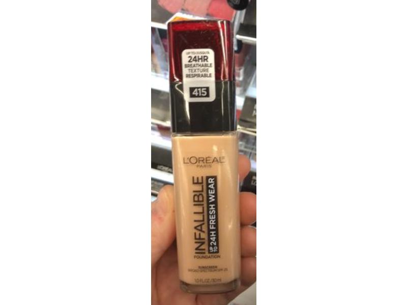 L'Oréal Paris Infallible Fresh Wear Foundation, 415 Rose Ivory, SPF 25, 1 fl oz/30 mL