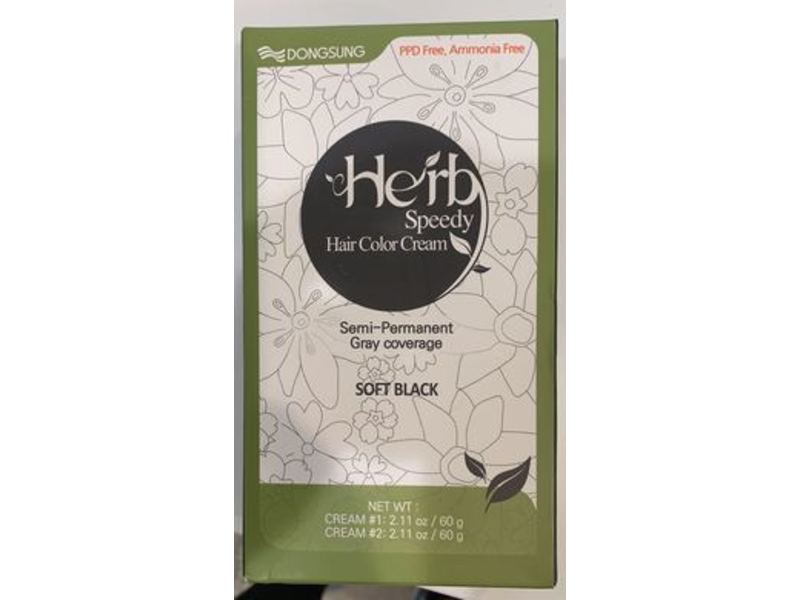 Dongsung Herb Speedy Hair Color Cream, Soft Black, 2.11 oz/60 g