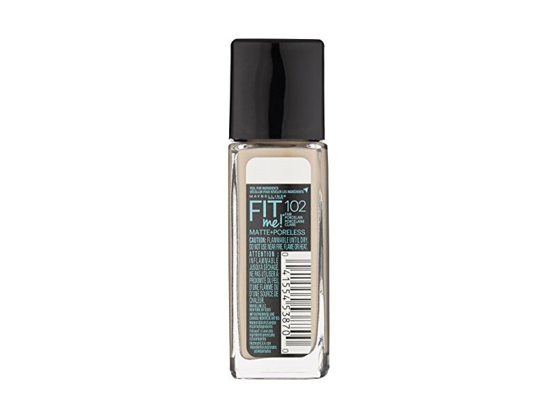 Maybelline New York Fit Me! Matte Plus Poreless Foundation, 102 Fair Porcelain, 1 fl oz/30 mL