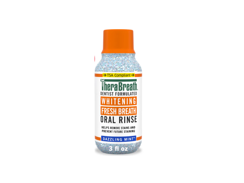 Thera Breath Dentist Formulated Whitening Fresh Breath Oral Rinse, Dazzling Mint, 3 fl oz/88.7 mL