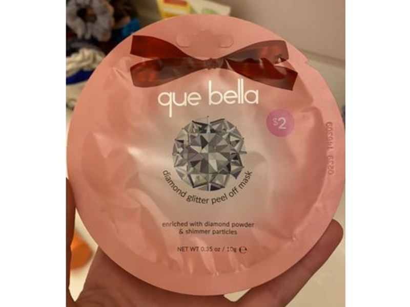 Que Bella Diamond Glitter Peel Off Mask, Diamond Powder & Shimmer Particles, 0.35 oz/10 g