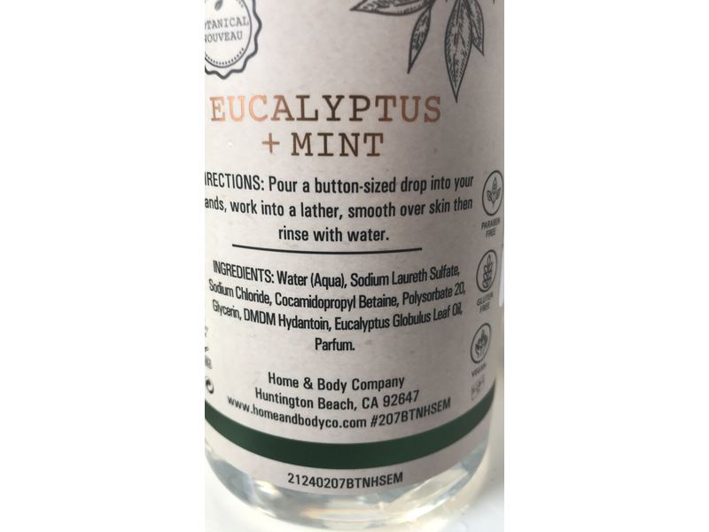 Home & Body Company Nourishing Hand Soap, Eucalyptus + Mint, 24.5 fl oz/724 ml