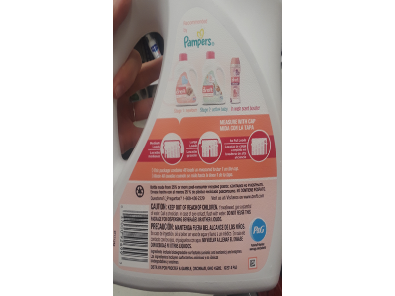 Dreft Stage 1: Newborn Laundry Detergent, Hypoallergenic, 48 Loads, 75 fl oz/2.21 L
