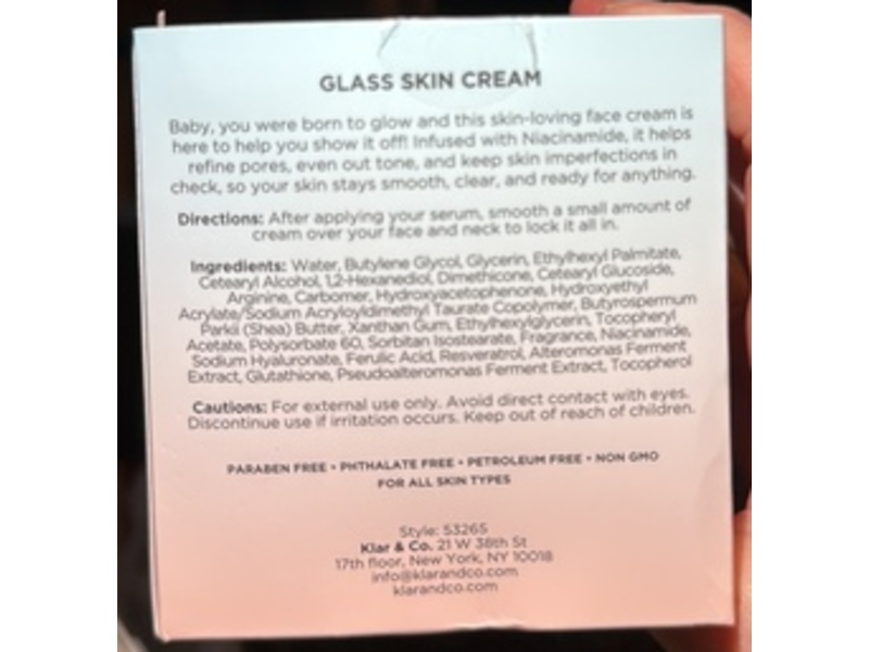 Glowmuse Glass Skin Cream, Niacinamide, 1.69 fl oz/50 mL