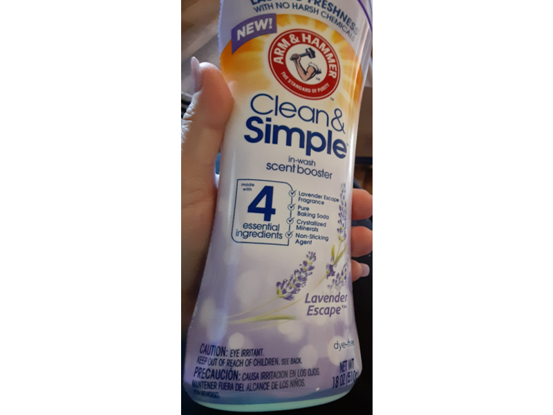 Arm & Hammer Clean & Simple In-Wash Scent Booster, Lavender Escape, 18 oz/510 g, Pack Of 4