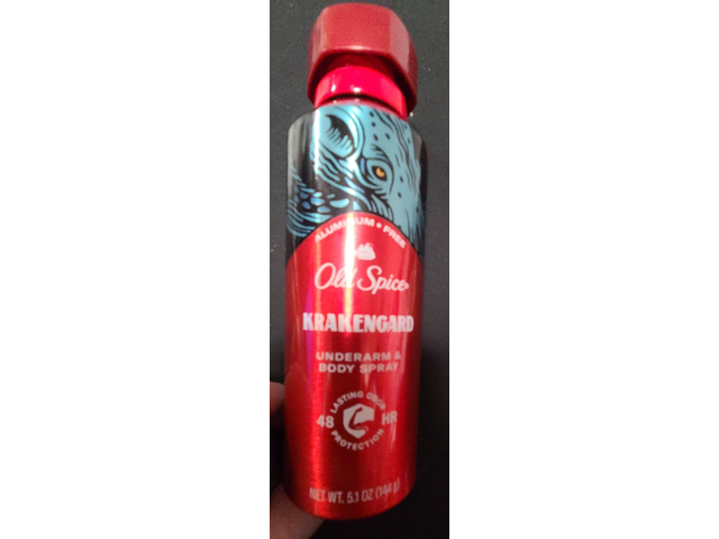 Old Spice Krakengard Underarm Body Spray, Aluminum + Free, 5.1 oz/144 g