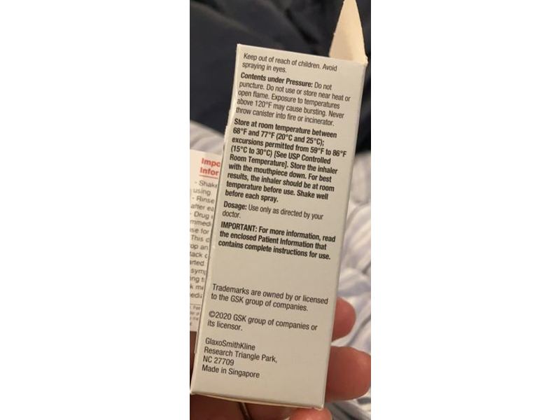 Flovent HFA (fluticasone propionate inhalation aerosol), 110 Mcg, 12 g Glaxo-Smith-Kline (RX)