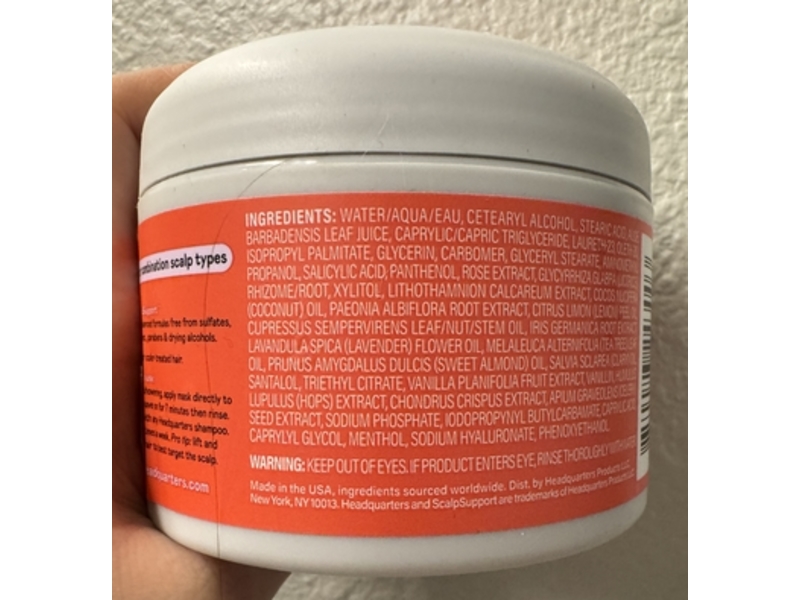 Headquarters Soothing Scalp Exfoliating Mask, BHA & Aloe, 8 oz/226.8 g