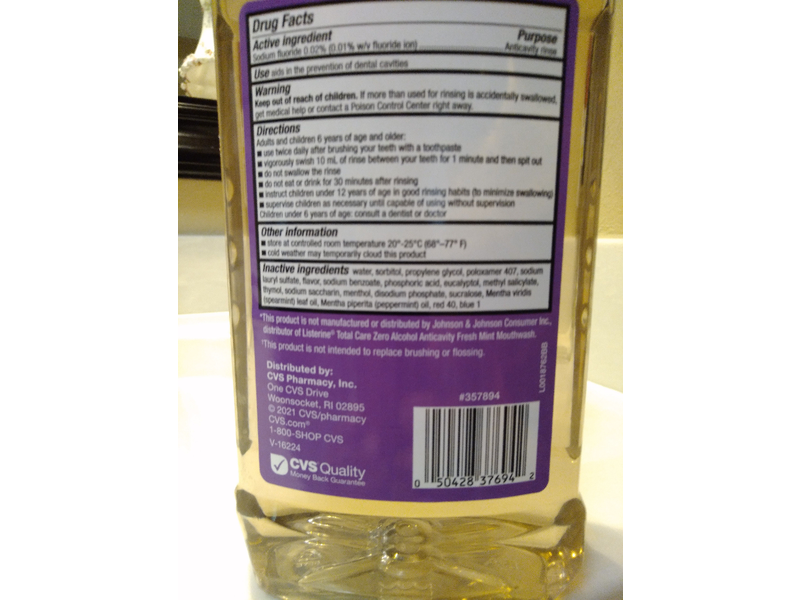 Cvs Health Anticavity Fluoride Mouthwash, Fresh Mint, 33.8 fl oz/1 L