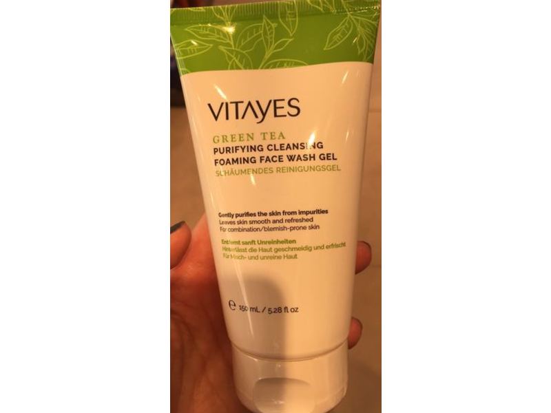 Vitayes Green Tea Cleansing Foaming Face Wash Gel, 5.28 fl oz/150 mL