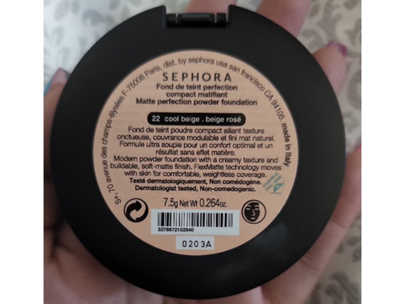 Sephora Matte Perfection Powder Foundation, 22 Cool Beige, 0.264 oz/7.5 g