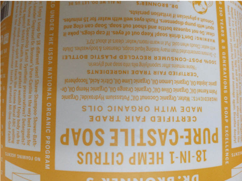 Dr. Bronner’s Pure-Castile Liquid Soap, Citrus, 3.8 L