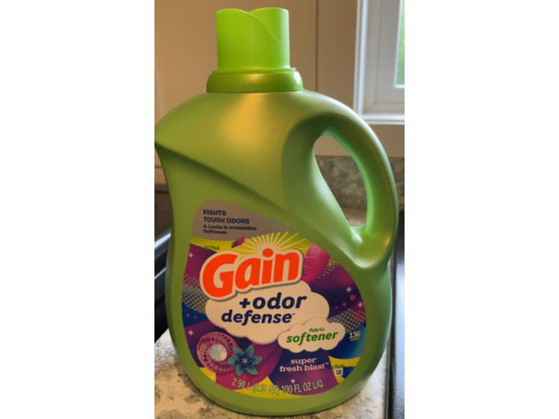 Gain +Odor Defense Fabric Softener, Super Fresh Blast, 136 Loads, 100 fl oz/2.98 L