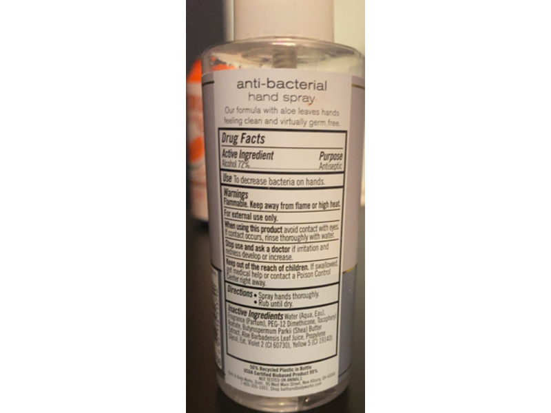 Bath & Body Works Anti-Bacterial Hand Spray, Mahogany Teakwood, 3 fl oz/88 mL