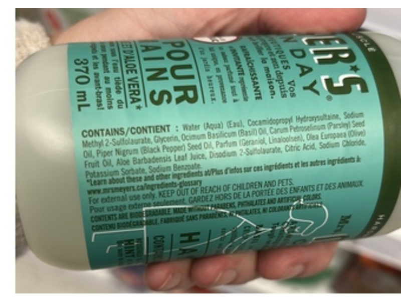 Mrs. Meyers Clean Day Hand Soap, Basil Scent, 12.5 fl oz/370 mL